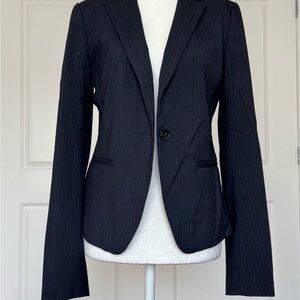 Ann Taylor Black Pinstripe Single-Button Blazer